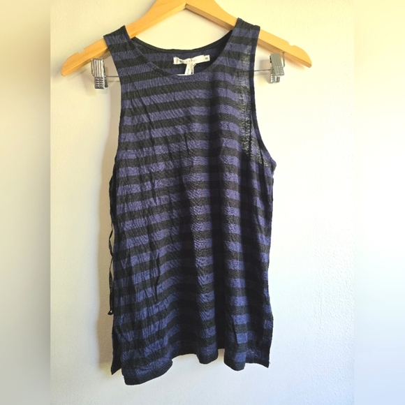 Avec Les Filles, linen Blend Striped Tank, Black and Blue, Size‎ XS, NWT! - Picture 4 of 8
